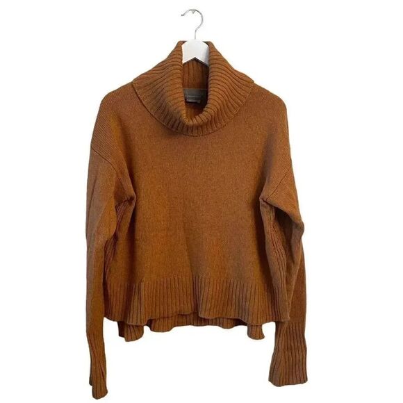 Anthropologie Viscose Wool Mustard Rust Knit Chunkie Oversized SZ S #1726 - Picture 1 of 14